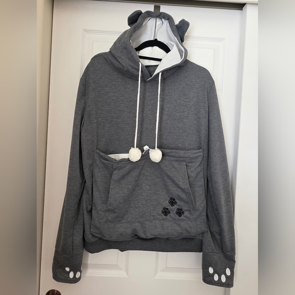 Gray Pet Carrier Hoodie